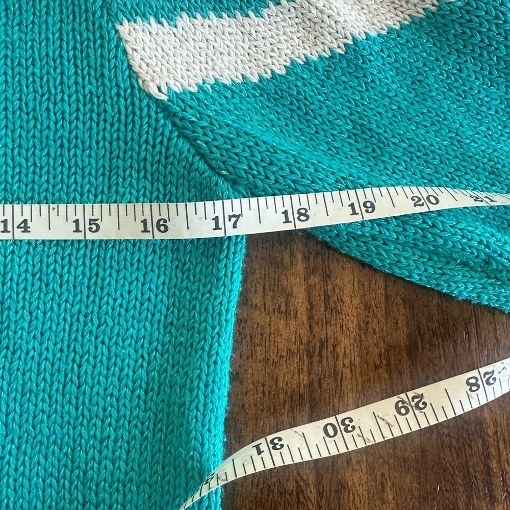 Lauren Cole | 80s Teal & White Angora Embellished Sweater - Picture 7 of 8
